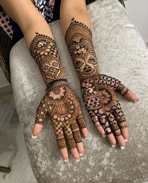 Mehendi Designs For Roka Ceremony, Front And Back Hand Mehndi Designs, Mehendi Designs Engagement, Indian Engagement Nails, Madhubani Mehendi Designs, Mehandi Designs For Right Hand, Bridal Sister Mehndi Design, Sister Wedding Mehndi Design, Engagement Mahendi Design