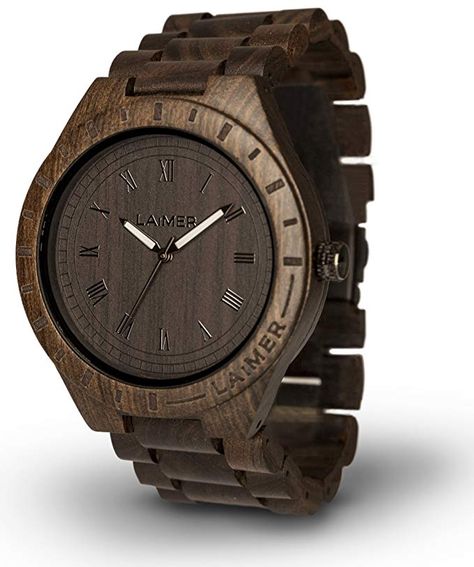 Amazon.com: LAiMER Men's Wooden Watch Black Edition - Wrist Watch Made of Natural Sandalwood - Nature & Lifestyle for Mens: Watches Wooden Watches For Men, Wooden Watches, Affordable Watches, Personalized Gifts For Men, Unique Gifts For Him, Fitness Gifts, Wooden Watch, Black Edition, Wristwatch Men