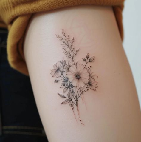 I will draw custom colorful tattoo design, flower tattoo Small Flower Cluster Tattoo, Bundle Of Flowers Tattoo, Three Flower Tattoo, Hawthorne Flower Tattoo, Primrose Tattoo, Edelweiss Tattoo, Flower Advertisement, Tattoo Design Flower, Hawthorne Flower