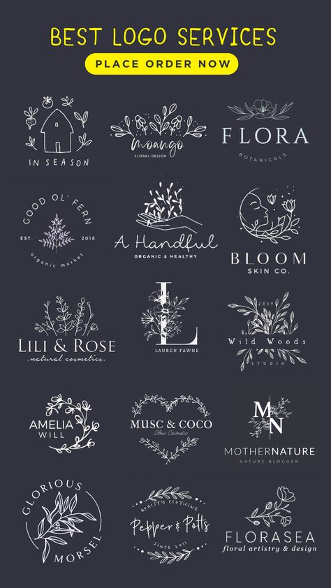 Signature Ideas Name, Business Packaging Ideas, Small Business Aesthetic, Ideas Name, Us Logo, Botanical Logo, Logo Fleur, Kitchen Logo, Florist Logo