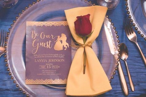 Beauty And The Beast Wedding Theme, Beauty And Beast Birthday, Quinceañera Invitations, Beauty And The Beast Theme, Quinceanera Planning, Tema Disney, Beauty And The Beast Party, Disney Wedding Theme, Quinceanera Decorations