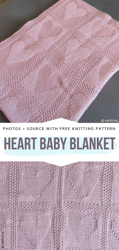 Heart Baby Blanket Free Knitting Pattern This easy to knit blanket will be a great gift for baby showers or newborns. You can knit columns of hearts or close each heart in a garter box. #knittedbabyblanket Baby Blankets Free Patterns, Stickbeskrivning Barn, Heart Baby Blanket, Baby Blanket Knitting Pattern Easy, Knit Baby Blanket Pattern Free, Free Baby Blanket Patterns, Knitting Patterns Free Blanket, Knitted Baby Blanket, Baby Knitting Patterns Free