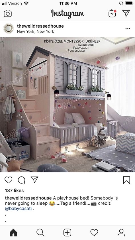 Kids Bed With Playhouse, Bed With Playhouse On Top, House Loft Bed Kids, Girls Cabin Bed, Playhouse Bedroom, Bunk Bed Playhouse, Bunk Bed House, Bed Playhouse, Treehouse Bed