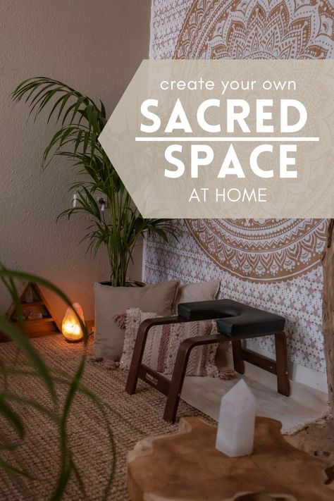 Spiritual Altar Ideas, Sacred Space At Home, Small Yoga Room, Altar Ideas Sacred Space, Healing Room Ideas, Small Theatre Room, Self Care Space, Mindful Habits, Aesthetic Work Desk