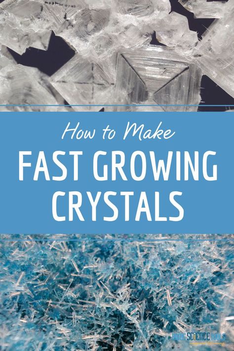 Growing crystals can take several days, but this super-easy recipe from Home Science Tools gives you a cup full of needle-like crystals in just a few hours! #homeschool #homeschoolscience #crystals #homeschooling #scienceproject Diy Crystal Growing, Epsom Salt Crystals, Diy Crystal Crafts, Chemistry Project, Project Science, Steam Lab, Borax Crystals, Crystal Making, Home Science