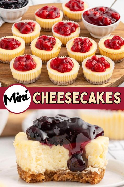 Whip up these easy Mini Cheesecakes for a rich, creamy treat! With a homemade graham cracker crust and a smooth cheesecake filling, they’re perfect for any occasion. Customize with your favorite toppings like fruit, chocolate, or caramel for an irresistible dessert that’s ready in no time! #MiniCheesecakes #EasyDessert #CheesecakeLovers #BiteSizedTreats #PartyDesserts Mini Cheese Cakes Recipes Easy No Bake, Christmas Mini Cheesecakes, Plain Mini Cheesecakes, Cheesecake With Nilla Wafer Crust, Small Cheesecake Recipe, Mini Cheesecakes 4 Inch, Mini Cheesecakes With Vanilla Wafers, Mini Cheesecake With Graham Cracker Crust, Whipped Cheesecake