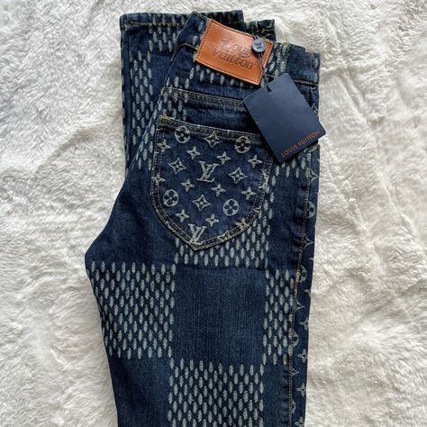 Louis Vuitton x Nigo Giant Damier Waves MNGM Denim Pants Louis Vuitton Jeans Men, Louis Vuitton Jeans, Paris Mens Fashion, Lux Life, Expensive Jewelry Luxury, Mens Casual Dress Outfits, Fashion Jeans, Jewelry Luxury, Jeans Fashion