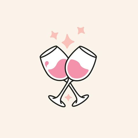 Wine Drawing, Wine Vector, Wine Glass Drawing, Glasses Illustration, Wine Icon, Outline Design, Outline Designs, Pink Wine, Design Show