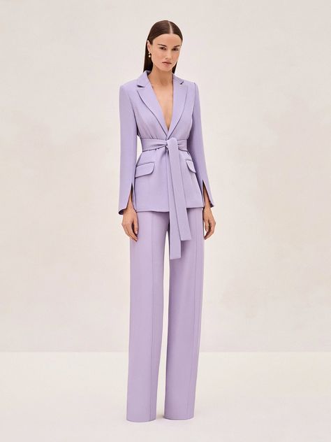 The Journey Blazer embodies sleek tailoring. Designed with peaked lapels and structured shoulders, this blazer comes with a sash belt that adjusts to synch your waist. Style with the matching Rex Pants for a sleek look. Tailored Suit Women, Wedding Suits For Bride, Interview Suits, Women Suits Wedding, Elegant Pant, Blazer Set, Sleek Look, Cool Suits, Denim Shop