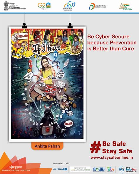 Painting of the day 🎨 🖌️ Artist- 👩‍🎨 Ankita Pahan #besafe #staysafe #mygov #ssoindia #meity #staysafeonline #g20org #onlinefraud #parents #online #cybercrime #gudipadwa #instagram #trending #stopcyberbullying #india #scam #parents #g20summit #mygovindia #children #DurgaAshtami #DigitalFasting #positivevibes #interesting #mom #WomenEntrepreneurs #WednesdayWisdom #Wednesday For more content visit our website or click the link in the bio - https://www.staysafeonline.in/ For more videos subscrib Cybercrime Drawing, Cybercrime Poster Drawing, Digital India Drawing, Social Media Poster Drawing, Electronics Poster, Art Competition Ideas, Social Evils, Poster Competition, Monochrome Painting