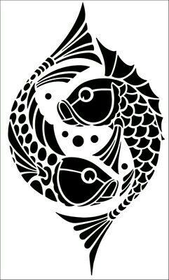 Stencils Online, Motif Art Deco, Library Art, Two Fish, Silhouette Stencil, Stencil Pattern, Stencil Patterns, Stencil Art, Kirigami