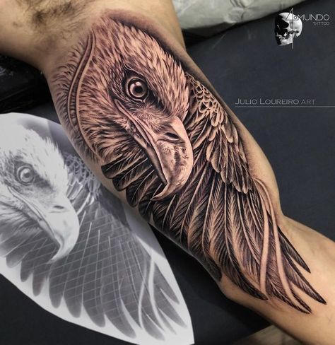 Tattoo work done with EM149 Tattoo work from Brazil on Instagram: @julioloureiro_art @stigma_tattoo_supply Haley Tattoo, Black Eagle Tattoo, Eagles Tattoo, Eagle Head Tattoo, Locket Tattoos, Arm Tattoos Drawing, Fire Fighter Tattoos, Rose Tattoos For Women, Cool Chest Tattoos