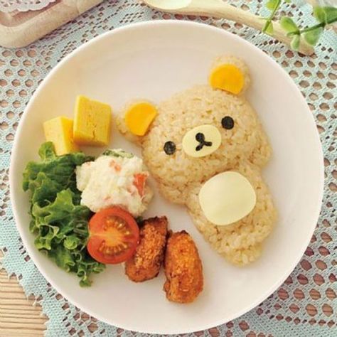 Hello Kitty And Rilakkuma, Rilakkuma Food, Japan Lunch, Fictional Food, Kawaii Foods, Kawaii Desserts, Rice Mold, Kawaii Craft, Decorating Food