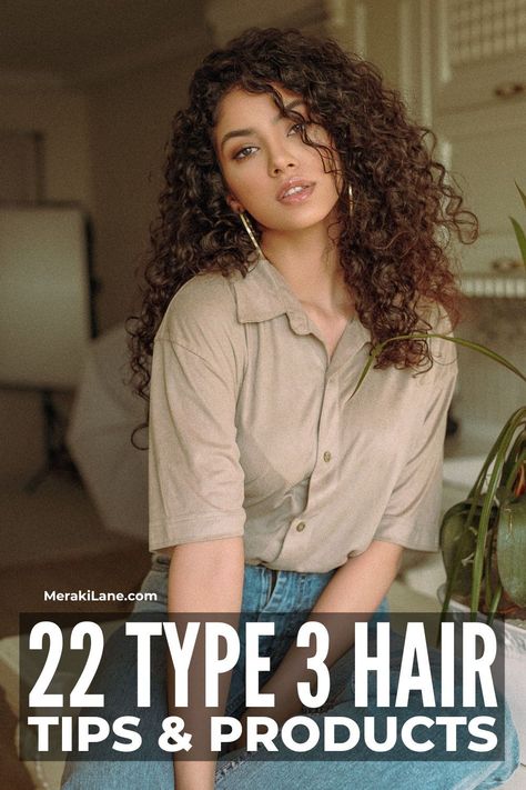 22 Type 3 Hair Care Routine Tips & Products | Type 3 hair is divided into 3 subcategories -- 3a (soft curls), 3b (curly), and 3c (ultra curly). While they sound pretty similar, it's important to identify your curl pattern so you can choose the right hairstyles, hair products, and hair styling techniques. Failing to do so can result in dry, damaged hair that's prone to breakage and frizz! Click for everything you need to know about type 3 hair, including the best tips and products for your mane! Type 3a Curly Hair, Type 3 Curly Hair Hairstyles, Curly Hair 3b/3c, 3b Hair Styles, 3b Natural Hair, Type 3 Hair, 3b Curls, 3c Curls, 3a Curly Hair