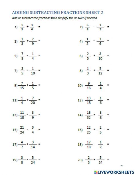 Fraction Worksheet, Adding Fractions With Unlike Denominator, Addition And Subtraction Of Fractions, Unlike Fractions Worksheet, Adding Unlike Fractions, Adding Fractions Worksheet, Subtracting Fractions Unlike Denominator, Like And Unlike Fractions Worksheet, Adding Fractions With Like Denominators