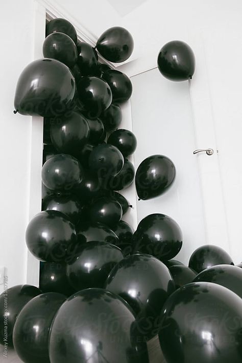 Stock photo of black balloons by AlexeyKuzma Black Ballons, House Of Balloons, Metallic Balloons, Black Balloons, Decoration Birthday, Aesthetic Japan, Halloween Wedding, Black Party, Dark Photography