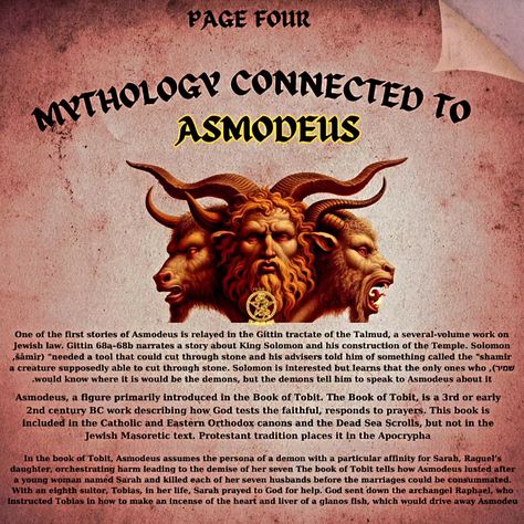 Is Asmodeus an angel, a demon, or just misunderstood? This fiery figure's got a wild reputation, but there's more to him than meets the eye. Swipe to learn the truth about Asmodeus! ⏭️⏭️⏭️ #mythologytok #demondilemma #witchyaf #AsmodeusWho #WitchesOfInstagram Asmodeus Witchcraft, Asmodeus Demonology, Asmodeus Demon Art, Asmodeus Offerings, Asmodeus Deity, Infernal Divine, King Asmodeus, Asmodeus Demon, Demon Spells