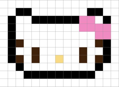 Pixel Art Templates Hello Kitty, Pixel Art Pattern Small Cute, Cute And Easy Pixel Art, Small Hello Kitty Pixel Art, Picsel Art Easy Cute, Micro Pixel Art, Drawing Ideas Minecraft, Easy Pixel Art Hello Kitty, Melting Beads Patterns Easy