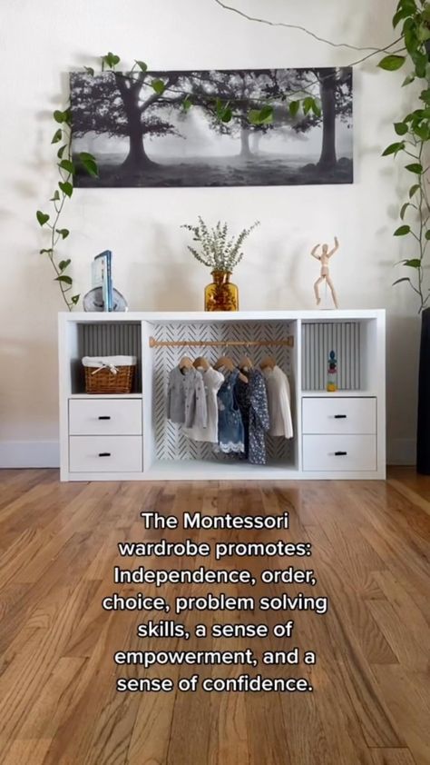 IKEA Hacks & Ideas | Home Inspiration | Houseware & more | Transform your #ikea #kallax into a #montessori #toddlerswardrobe 💡 . . . Great idea 💡 from @alittlebitofessence - follow her for more… | Instagram Ikea Toddler Room, Ikea Montessori, Montessori Toddler Rooms, Ikea Hacks Ideas, Ikea Hack Kids, Nursery Hacks, Toddler Hacks, Ikea Nursery, Montessori Bedroom