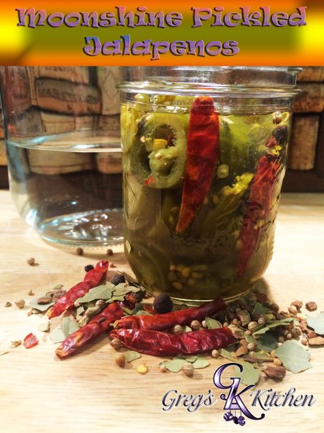 Moonshine Pickled Jalapenos Jalapeno Moonshine Recipe, Moonshine Jelly Recipe, Moonshine Pickles, Pickled Jalapenos Recipe, Strawberry Moonshine, Mash Recipes, Pickled Jalapeno Recipe, Pickles Canning, Pickled Recipes