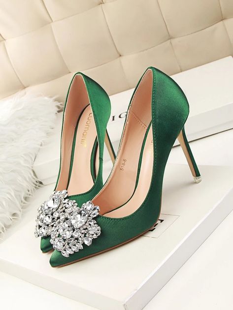 Rhinestone Decor Stiletto Heeled Court Pumps | SHEIN USA Heels Wedding Shoes, Luxurious Women, Rhinestone Pumps, Heels Casual, Heels Wedding, Basic Heels, Elegant High Heels, Women Heels, Wedding Shoes Heels