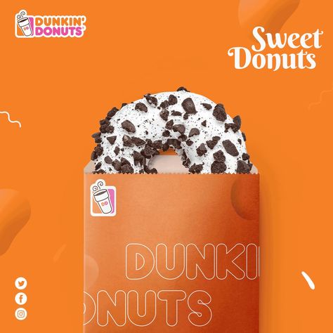 Dunkin Donuts Photography, Donuts Creative Ads, Donuts Graphic Design, Dunkin Donuts Ads, Donut Social Media Post, Donut Graphic Design, Social Media Animated Post, Dessert Social Media Design, Food Ads Social Media