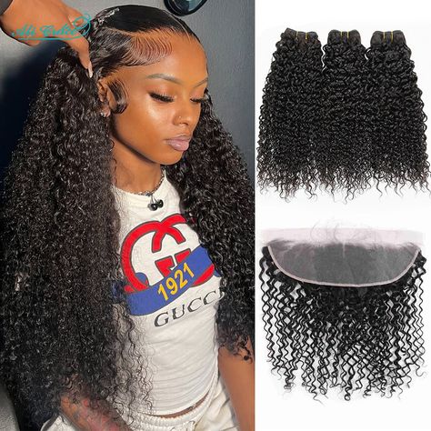 Ali Grace Hair Brazilian Kinky Curly Human Hair With 13x4 Lace Frontal Curly Hair 3 Bundles With Ali Grace Hair, Ali Grace, Wigs Hair Extensions, Hair Bundles, Lace Frontal, Hair Extensions, Curly Hair, Human Hair, Black Hair