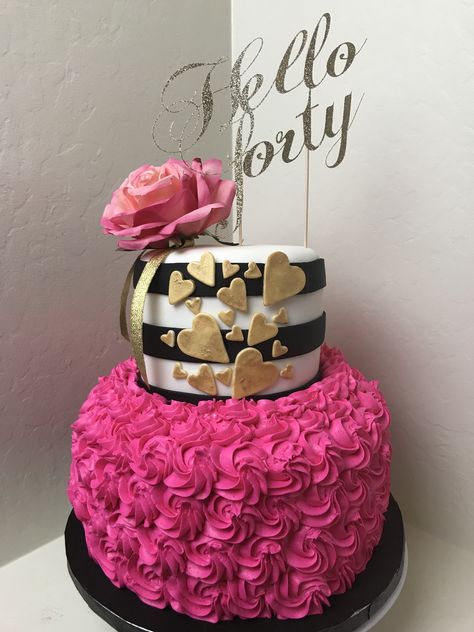 Kate Spade Cake Ideas, 40 Th Birthday Cakes, Birthday Cake For 40 Year Old Women, 40th Bday Cake For Women, Kate Spade Cake, Kate Spade Birthday Party, Kate Spade Inspired Party, 40th Birthday Cake For Women, 75 Birthday Cake