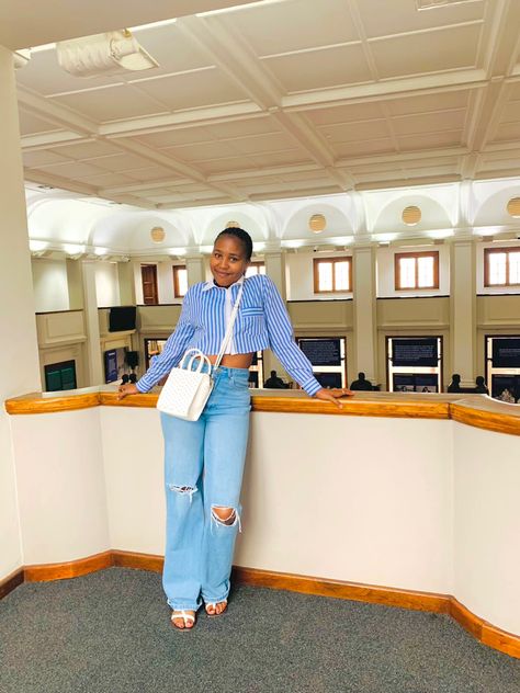 white sandal, white bag, blue& white crop shirt, wide leg jean White Crop Shirt, White Sandal, White Sandals, White Crop, Crop Shirt, White Bag, Wide Leg Jeans, Leg Jeans, Blue White