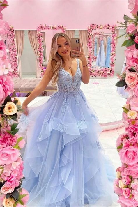 From Full House To Fashion Lines, Mary-Kate An Ice Blue Sweet 16 Dresses, Cloud 9 Prom Dress, Pretty Prom Dresses For Teens Blue, Baby Blue Prom Dress Cinderella, Light Blue Poofy Dress, Prom Cinderella Dress, Sweet 16 Princess Dresses, Light Blue Prom Dress Poofy, Prom Dresses 2023 Puffy