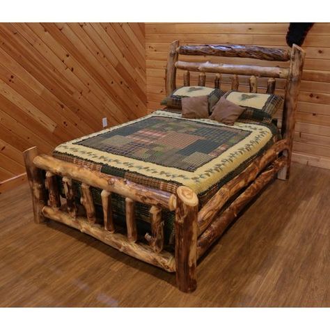 Nothing compares to the unique beauty of hand-crafted log furniture. These unique pieces are an excellent choice for mountain lodges, ski cabins, country cottages, and more. Mission Style Beds, Log Bedroom, Platform Bed Wood, Double Headboard, Rustic Log Furniture, Log Bed, Bed Wood, Solid Wood Platform Bed, Log Furniture