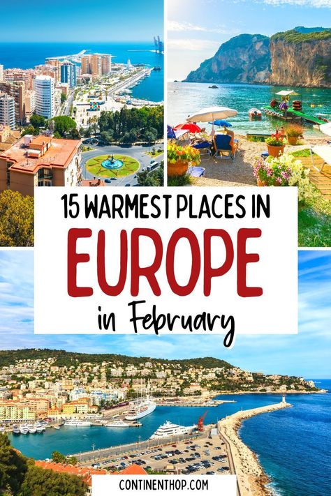 Some places in Europe can get quite gloomy in winter. Many prefer to catch some winter sun however Xmas expenses can be tricky so here’s some of the best warm places in February in Europe. From some of the hottest countries in February to a few lesser-known destinations, here’s the best hot places to visit in Europe in February. Europe February Travel, France In February, Warm Places To Travel In February, Best Places To Travel In February, Best Places To Visit In February, February Travel Destinations, Europe In February, Travel In February, Europe In The Winter