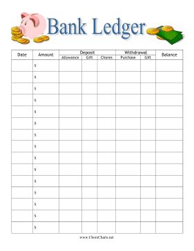 Help children learn about money with this printable bank ledger for kids, decorated with coins, bills and a piggy bank. Free to download and print Ledger Printable, Kids Money Management, Learn About Money, Budget Mom, Chore Charts, Kids Money, Piggy Banks, Chores For Kids, Charts For Kids