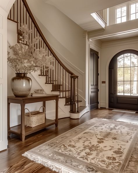 This entryway + that natural light is giving us all the warm and fuzzies! ✨ Entryway envy over here. Nice Houses Interior, Interior Entryway, Sip House, Nice Houses, Houses Interior, Foyer Ideas, Hallway Designs, Small Apartment Design, Home Stairs Design