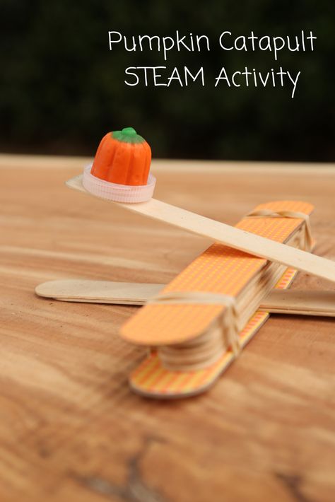 Pumpkin Catapult STEAM Fall Activity | Kaplan Early Learning Company Pumpkin Chunkin Catapult Stem, Early Learning Activities Preschool, Pumpkin Catapult, Preschool Steam, Pinterest Craft, Steam Activity, Fall Activity, Steam Learning, Science Skills