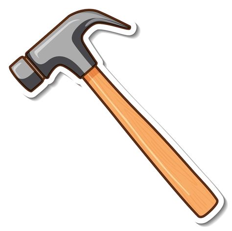 Free vector claw hammer sticker on white... | Free Vector #Freepik #freevector #hammer #cartoon-drawing #object #cartoon-svg Claw Hammer Drawing, Cartoon Hammer, Tamil Alphabets, Hammer Drawing, Hammer Picture, Claw Hammer, Cartoon Svg, Paint Night, Cartoon Drawing