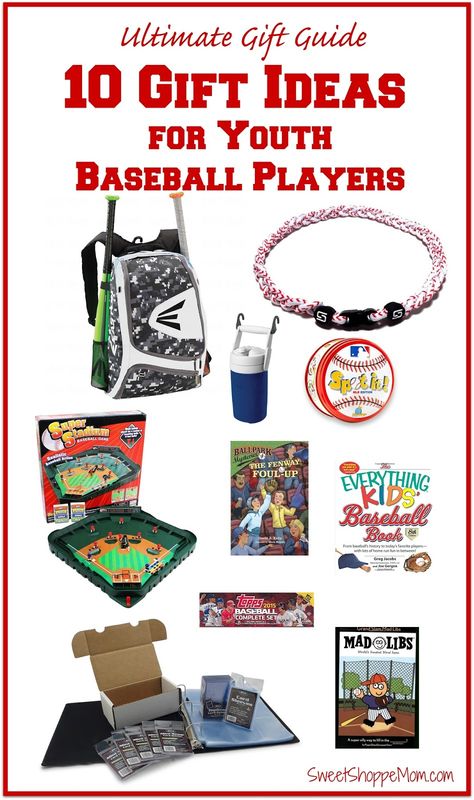 Sweet Shoppe Mom: The Ultimate Gift Guide - 10 Gift Ideas for Youth Baseball Players Baseball Team Gift Ideas, Baseball Gifts For Boys, Baseball Easter Basket, Baseball Player Gifts, Baseball Gift Ideas, Opening Day Baseball, 10 Gift Ideas, Baseball Accessories, Baseball Display