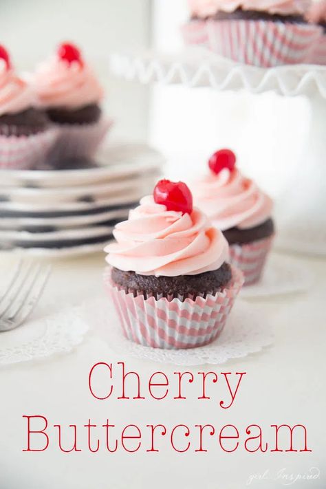 Cherry Buttercream Frosting Flavorful Cupcakes, Cherry Buttercream Frosting, Cherry Chip Cake Mix, Cherry Buttercream, Behave Yourself, Cherry Chip Cake, Cherry Frosting, Chocolate Chip Cake Recipe, Cherry Extract