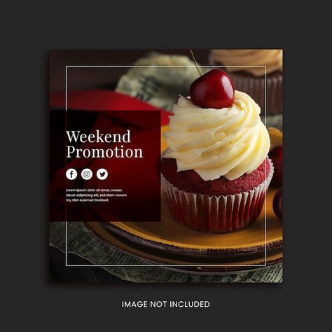 Vector weekend cup cake social media pr... | Premium Vector #Freepik #vector Pastries Poster Design, Cake Ads Social Media, Cake Social Media Design, Cake Social Media Post, Cake Poster Design, Social Media Cake, Cake Ads, Cake Advertisement, Cake Poster