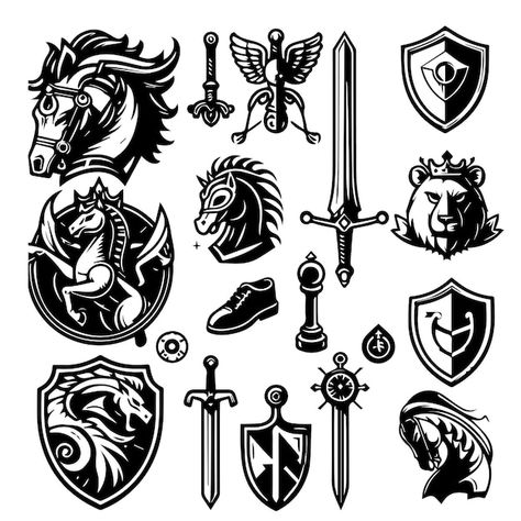 Knight Symbol Design, Knight Logo Design, Knight Symbol, Knight Crest, Knight Orders, Knight Logo, Hand Logo, Symbol Design, Design Inspo