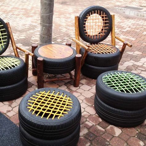 22 Ways to Reuse and Recycle Old Tires Into Recycled Crafts Kursi Ban, Creative Seating Ideas, Tire Seats, Tire Chairs, Motor Klasik, Reuse Old Tires, Old Car Parts, Tire Furniture, Car Part Furniture