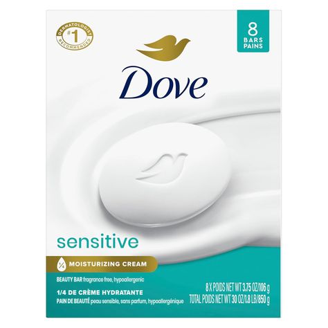 No.1 DERMATOLOGIST RECOMMENDED: The Dove Beauty Bar formula is pH balanced and free from sulfate cleansers, parabens, and phthalates. Dove is the #1 bar recommended and used by dermatologists Dove Sensitive, Dove Sensitive Skin, Dove Bar Soap, Dove Bar, Dove Cream, Dove Beauty Bar, Dove Soap, Gentle Face Cleanser, Gentle Facial Cleanser