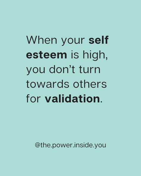 People with high self-esteem don’t turn towards others for validation. Also, people with high self-esteem don’t feel the need to undermine or deride others #selfesteembuilding #selfimage #selfconcept #selfworth #highselfesteem High Self Esteem, Inspo Quotes, Self Concept, Self Image, Low Self Esteem, Just Do It, Self Esteem, Self Love, Turn Ons