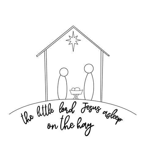 Simple Manger Scene Drawing, Baby Jesus Drawing, Cricut Nativity, Manger Scenes Nativity, Nativity Scene Silhouette, Nativity Svg, Simple Nativity, Nativity Manger, Nativity Silhouette