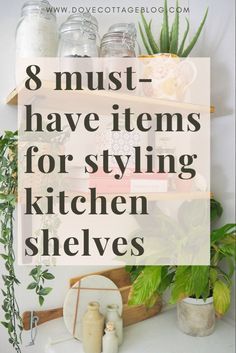 Organized Kitchen Shelves, Kitchen Shelf Accessories, Kitchen Open Shelving Dimensions, Styling Shelves In Kitchen, Kitchen Shelves With Hooks, How To Decorate Floating Kitchen Shelves, Bookshelf Styling Kitchen, Kitchen Interior Shelves, What To Put On Shelves In Kitchen