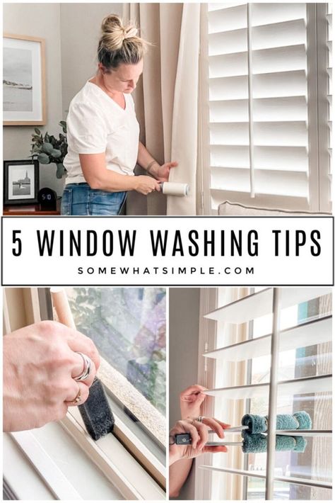 Easily wash your windows inside and out in minutes and get sparkling results with these 5 best Window Washing Tips! via @somewhatsimple Best Way To Wash Windows Inside, Window Washing Tips, Best Window Washing Solution, Cleaning Windows Inside House, Window Washing Solution, Wash Windows, Homemade Glass Cleaner, Window Cleaning Solutions, Window Washing