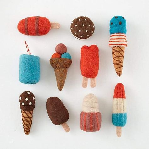 Freezy Dream Treats (Set of 10) Future Chef, Bomb Pop, Play Kitchens, Kids Play Kitchen, Ice Cream Day, Felt Play Food, Land Of Nod, Diy Felt, Needle Felting Projects