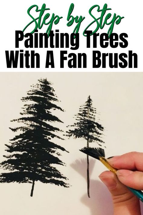 Fan Brush, Drawing Trees, Painting Trees, Painting Art Lesson, Acrylic Painting Techniques, Acrylic Painting Tutorials, Watercolor Art Lessons, Canvas Easy, Step By Step Painting