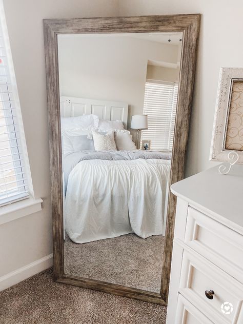 Wall Full Length Mirror, Long Mirror In Bedroom, Full Length Mirror Decor, Full Length Mirror Decor Ideas, Big Mirror In Bedroom, Rustic Floor Mirrors, Rustic Full Length Mirror, Full Length Mirror In Bedroom, Wood Full Length Mirror