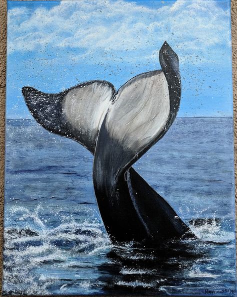 Acrylic Painting Whale, Orca Painting Acrylics, Whale Acrylic Paintings, Orcas Painting, Whale Painting Easy, Painting Ideas On Canvas Animals, Ocean Drawing Underwater, Underwater Painting Easy, Whale Painting Acrylic